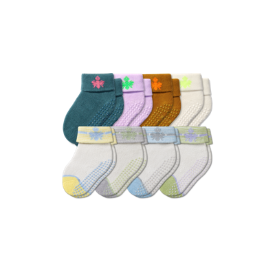 Bombas Baby Gripper Socks 8-pack (6-12 Months) In Marine Lilac Mix