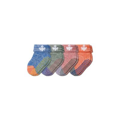 Bombas Baby Gripper Socks 4-pack (6-12 Months) In Lake Fire Mix