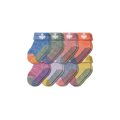 Bombas Baby Gripper Socks 8-pack (6-12 Months) In Berry Fire Mix