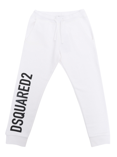 Dsquared2 Kids' Logo-print Cotton Track Pants In White