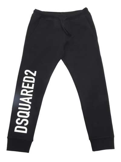 Dsquared2 Kids' Logo-print Cotton Track Trousers In Black