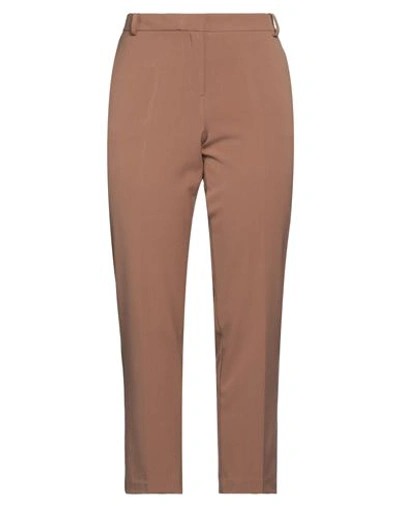 Biancoghiaccio Woman Pants Camel Size 12 Polyester, Viscose, Elastane In Beige