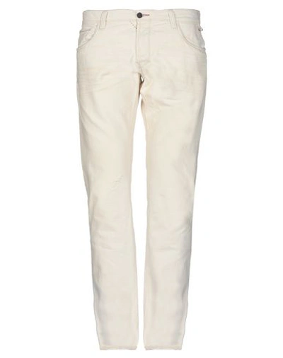 Lab. Pal Zileri Man Denim Pants Ivory Size 34 Cotton In White