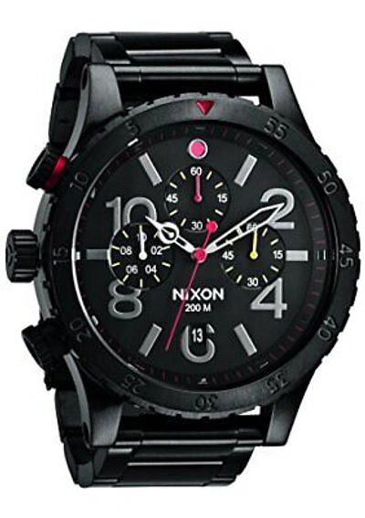 Pre-owned Nixon A4861320 The 48-20 Chrono Black Multicolor Unisex Chrono Men's Watch 48-20