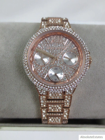 Pre-owned Michael Kors Camille Mid Extreme Glitz Rose Gold Stainless Watch Mk6997 Box