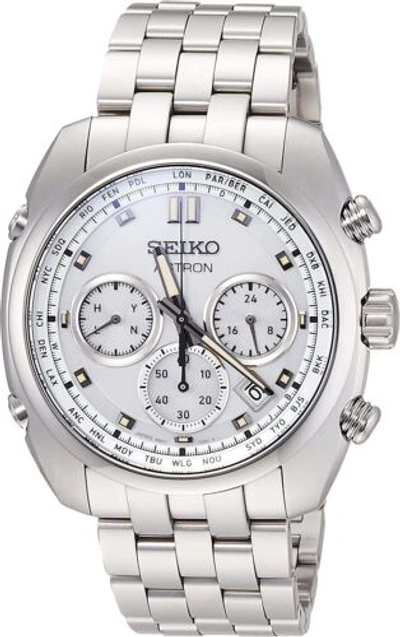 Pre-owned Seiko Astron Origin Sbxy025 Titanium White Solar Chronograph Watch Men Box