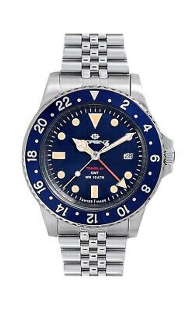 Pre-owned Lorenz Mens Wristwatch  Gmt 90001bb Stainless Steel Blue Sub 100mt Swiss Made