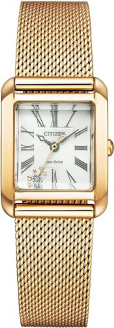 Pre-owned Citizen L Ew5593-81d White Square Collection Ecopet Solar Watch Women Box