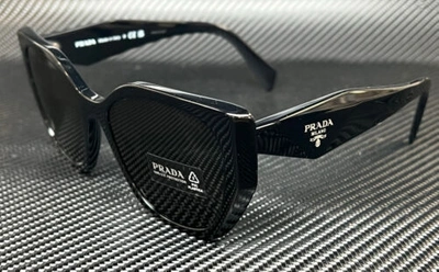 Pre-owned Prada Pr 19zs 1ab5s0 Black Dark Grey Women's 55 Mm Sunglasses In Gray