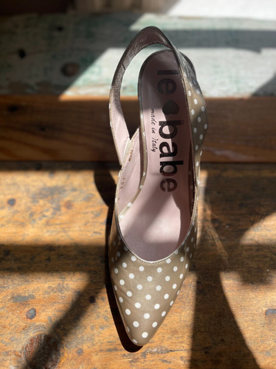Pre-owned Le Babe • Ladies' High Heels In Beige With White Dots