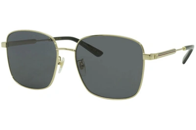 Pre-owned Gucci Gold Red Green 58 Mm Women's Sunglasses Gg0852sk-002 58 In Gray