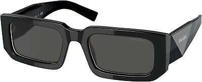 Pre-owned Prada Sunglasses Pr06ys 09q5s0 53mm Black White / Dark Grey Lens In Gray
