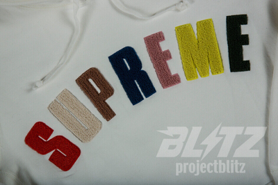 Pre-owned Supreme Chenille Arc Logo Hooded Sweatshirt White M Xl Ss17 Hoodie