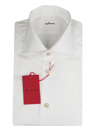 Pre-owned Kiton Shirt 100% Cotton Size 17 Us 43 Eu Skx1 In White