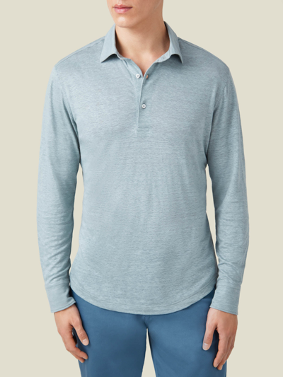 Luca Faloni Sea Grey Long-sleeved Linen Jersey Polo