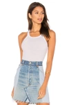 Re/done Ribbed Scoop-neck Fitted Tank In Optic White