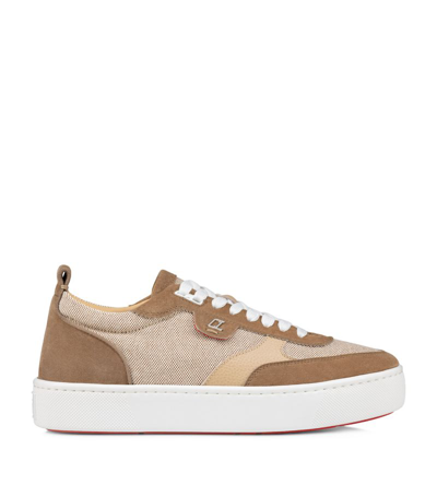 Christian Louboutin Mens Roca Happyrui Logo-embossed Leather And Cotton Trainers