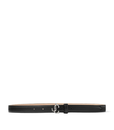 Jimmy Choo Leather Mini Helina Belt In Black/silver