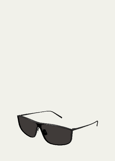 Saint Laurent Luna Zinc Alloy Shield Sunglasses In Black