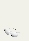 Saint Laurent Luna Mirrored Zinc Alloy Shield Sunglasses In Silver