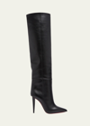 CHRISTIAN LOUBOUTIN ASTRILARGE BOTTA RED SOLE TWO-TONE LEATHER KNEE-HIGH BOOTS