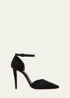 Christian Louboutin Astrida Bride Red Sole Suede Pumps In Black