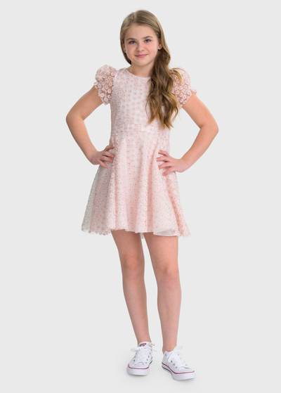 Zoe Kids' Girl's Trish Floral Embroidered Dress In Pink
