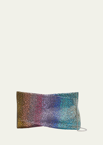 Christian Louboutin Loubitwist Small Rainbow Strass Clutch Bag In Red