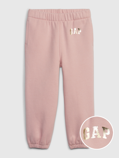 Gap Babies' Toddler Metallic  Arch Logo Joggers In Pink Standard