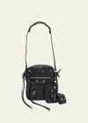 Balenciaga Le Cagole Embellished Textured-leather Messenger Bag In Black