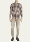 Tom Ford Western Check-patterned Regular-fit Cotton-blend Shirt In Brown