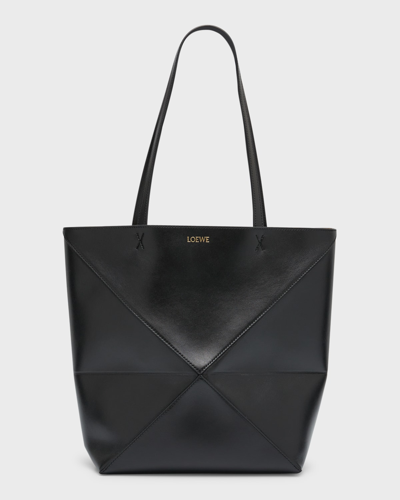 LOEWE PUZZLE FOLD MEDIUM TOTE BAG IN SHINY LEATHER