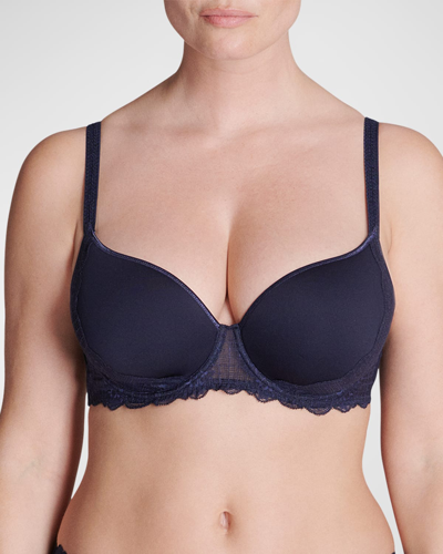 Simone Perele Reve Underwire 3d Plunge Bra In Cosmic Blue