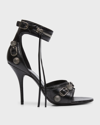 Balenciaga Cagole Leather Sandals Embossed Design In 9081 Optic White/