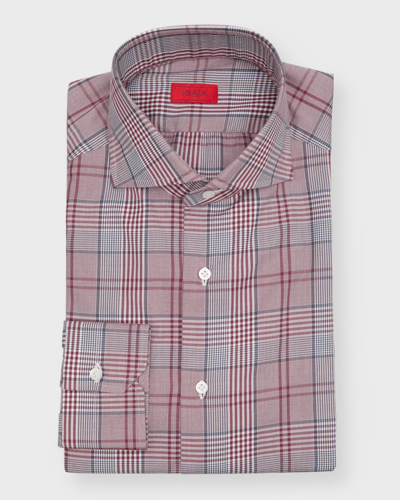 Isaia Men's Cotton Plaid Sport Shirt In Red