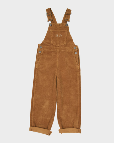 Golden Goose Kids' Girl's Corduroy Logo-print Dungarees In Cartouche 55559