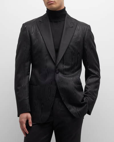 Giorgio Armani Men's Jacquard Dinner Jacket In Solid Black