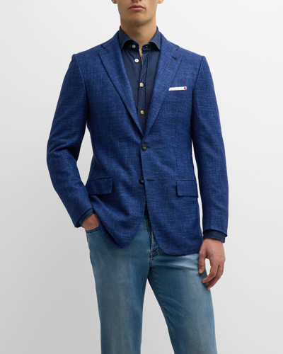 Kiton Men's Melange Cashmere-blend Sport Coat In Blue