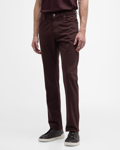 Zegna Men's Twill 5-pocket Pants In Dark Red Solid