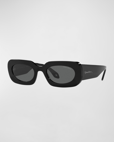 GIORGIO ARMANI LOGO ACETATE RECTANGLE SUNGLASSES