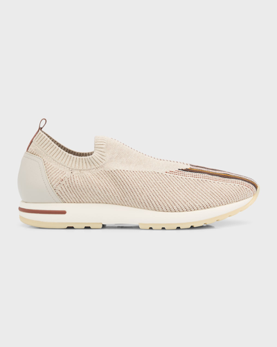 Loro Piana Men's 360 Flexy Walk Knit Runner Trainers In Cream