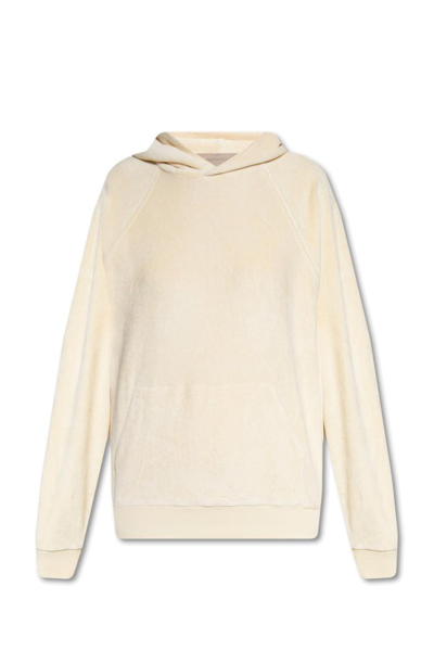 Essentials Fear Of God  Loose Fit Velour Hoodie In Egg_shell