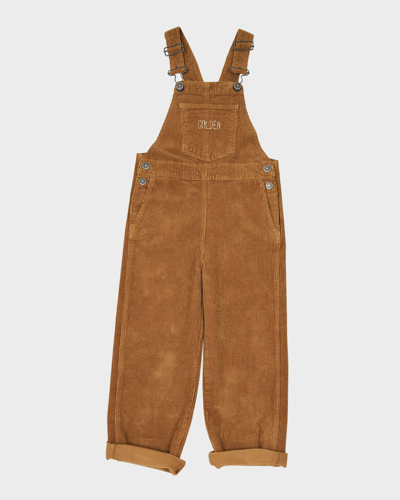 Golden Goose Kids' Girl's Corduroy Logo-print Dungarees In Cartouche 55559