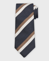 Brunello Cucinelli 8cm Striped Silk-jacquard Tie In Blue,brown