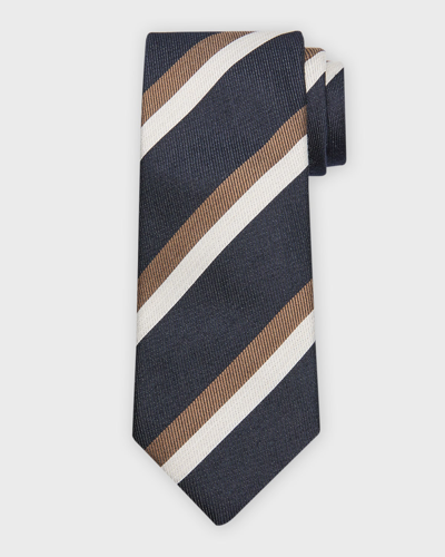Brunello Cucinelli 8cm Striped Silk-jacquard Tie In Blue