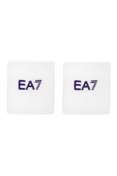 Ea7 Emporio Armani Logo Embroidered Wristbands In White