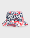 Red Navy Wavy Print