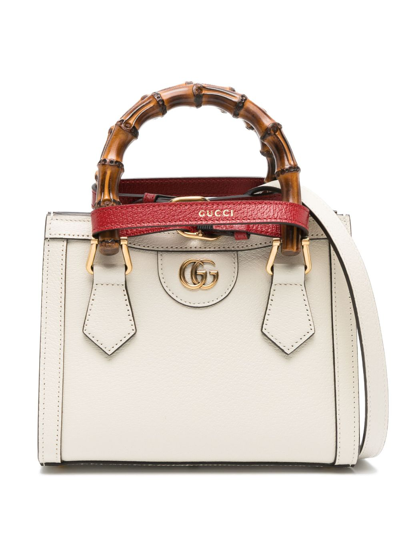 Gucci Diana Mini Leather Tote Bag In White