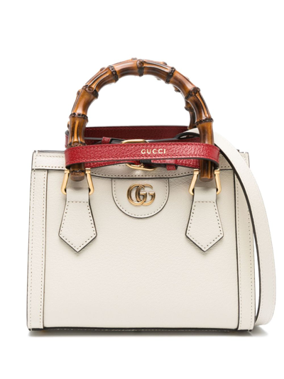 Gucci Diana迷你皮革托特包 In White