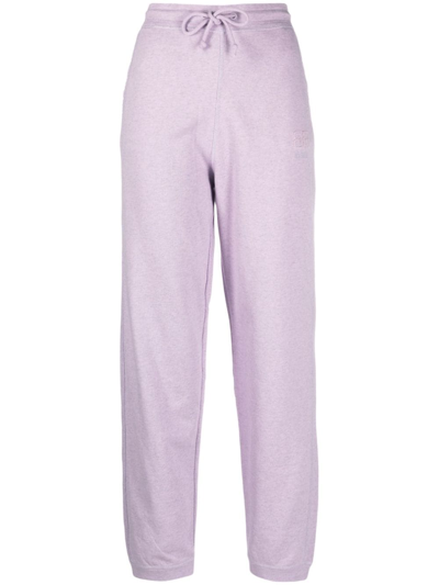 Ganni Tapered Organic Cotton Track Pants In Violet